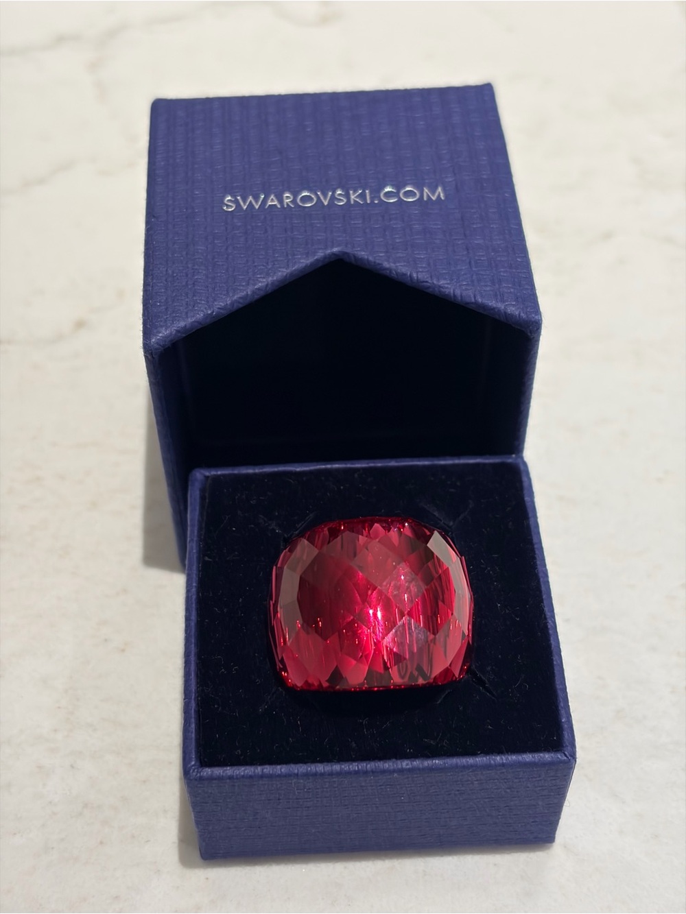 Swarovski Vibrant Pink “Nirvana” Faceted Crystal Ring